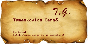 Tamaskovics Gergő névjegykártya
